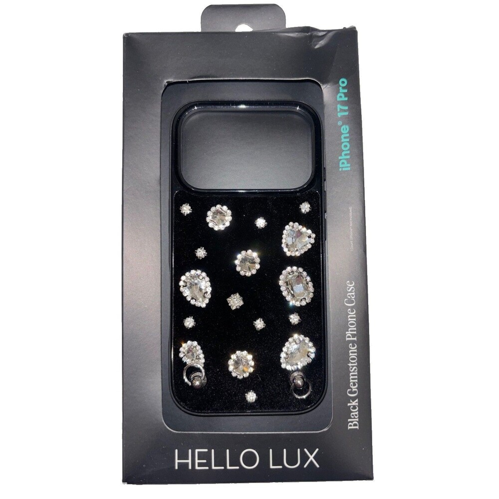NEW HELLO LUX Black/Clear Gemstone Case for iPhone 17 Pro 10ft Drop Protect